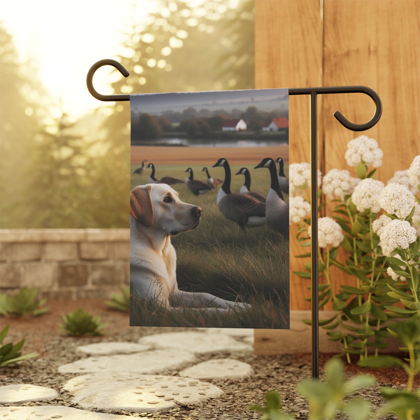 Yellow Lab & Geese Garden Banner
