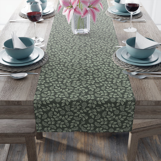 Green Floral Table Runner