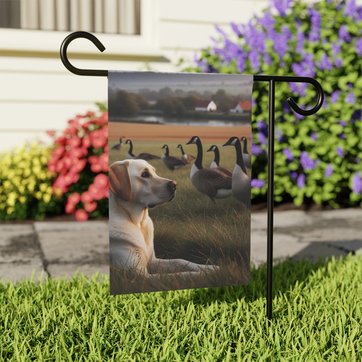 Yellow Lab & Geese Garden Banner